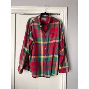 Sears Roebuck Plaid Flannel Shirt Single Needle Tailoring Button‎ Up XL